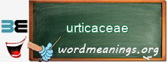 WordMeaning blackboard for urticaceae